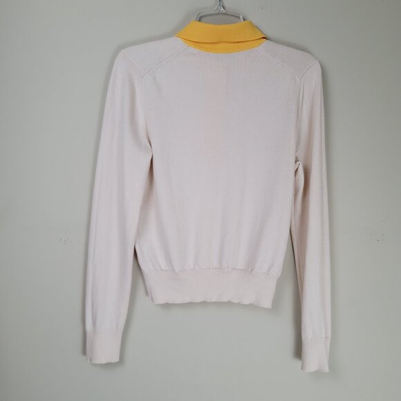 Tory Burch Contrast Collar Long Sleeve Polo Sweater - Picture 5 of 13